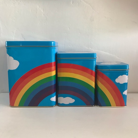 Other - 3 Metal Rainbow Canisters Vintage 1984 with box